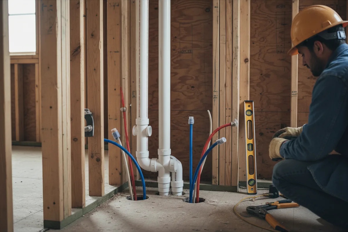 Drain and supply rough-in during Drain Cleaning in Oceano